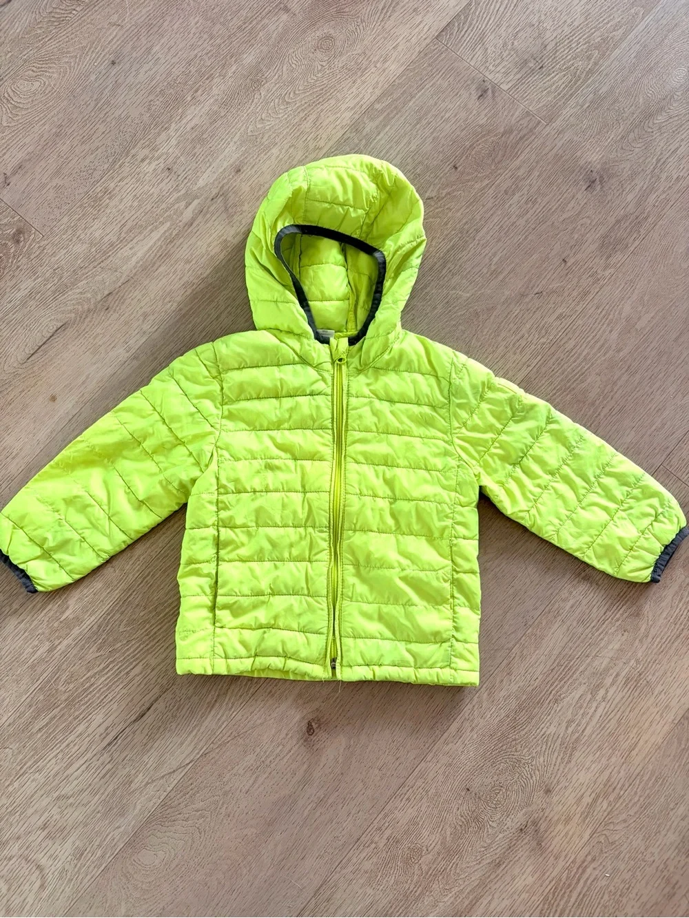 Baby Gap Toddler 3T Neon Yellow/Green Quilted Hooded Puffer Jacket